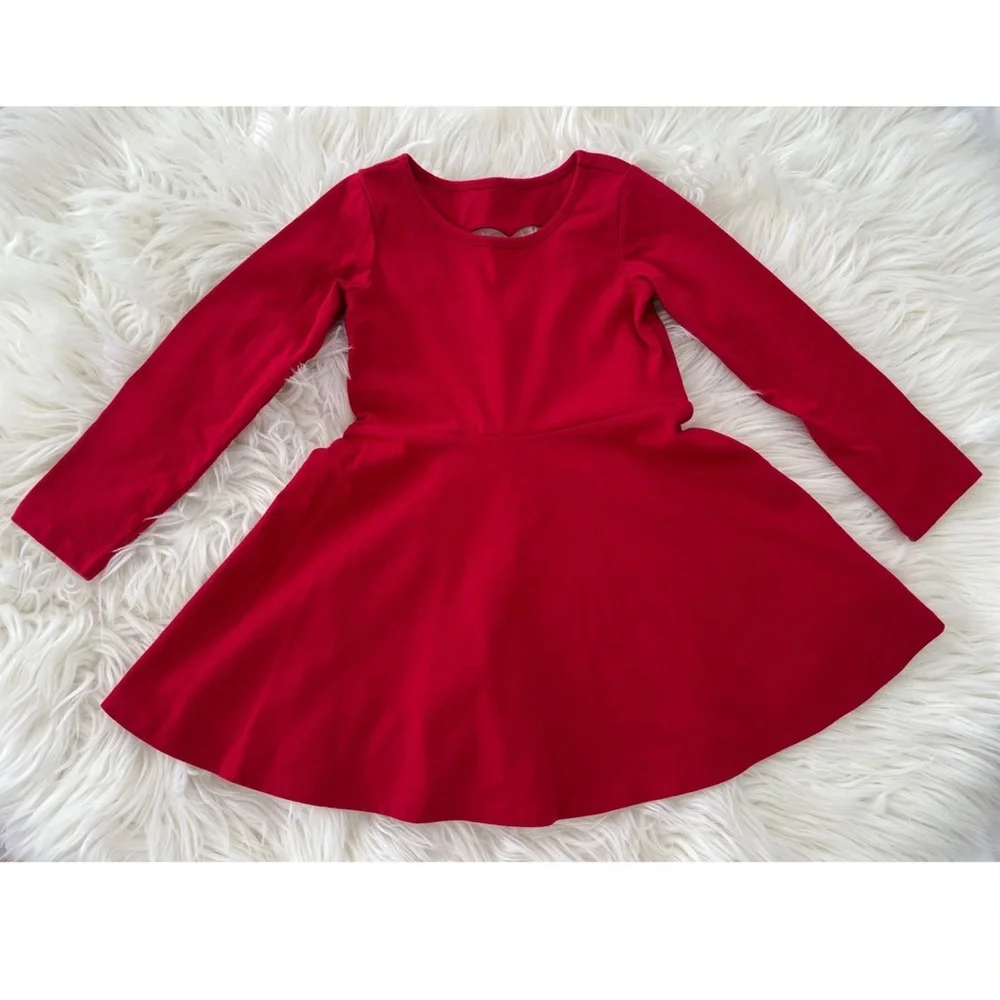 The Children's Place Long Sleeve Red Skater Dress w/ Heart Cutout | Girl 3T